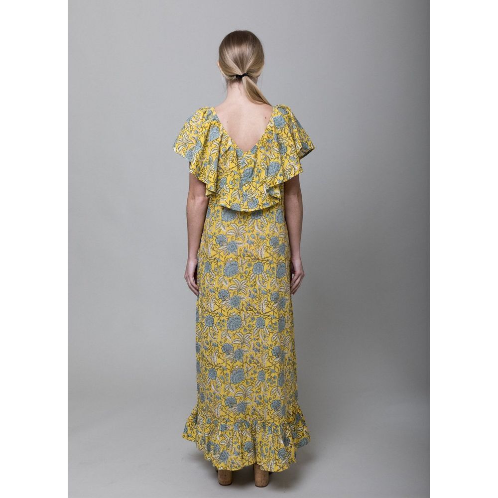 Mille Resort & Travel Juliet Dress Floral Womens XS Boho Ruffle‎ Maxi Organic - Picture 2 of 12